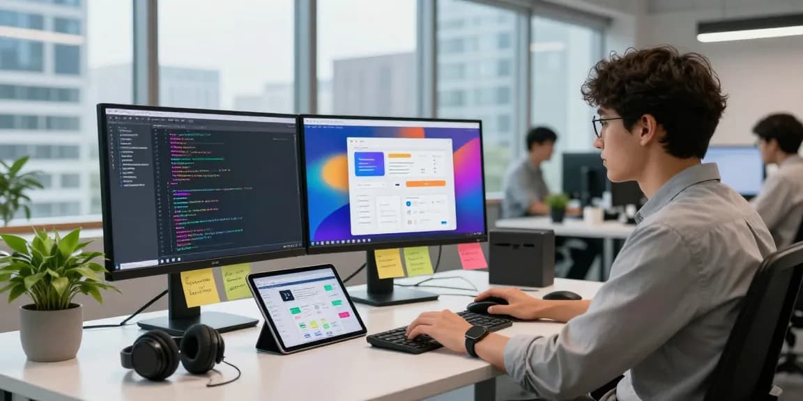 Developing an app in a modern office setting emphasizing the WPS Official Website and innovative software solutions.