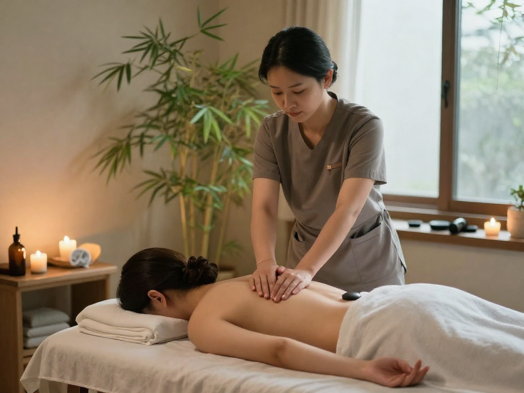 Professional massage therapy session showcasing 부평출장안마 with serene ambiance.