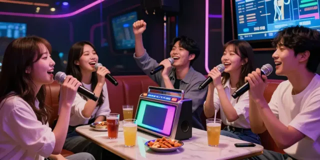 강남도파민에서 친구들과 즐거운 시간을 보내는 모습과 생동감 넘치는 분위기