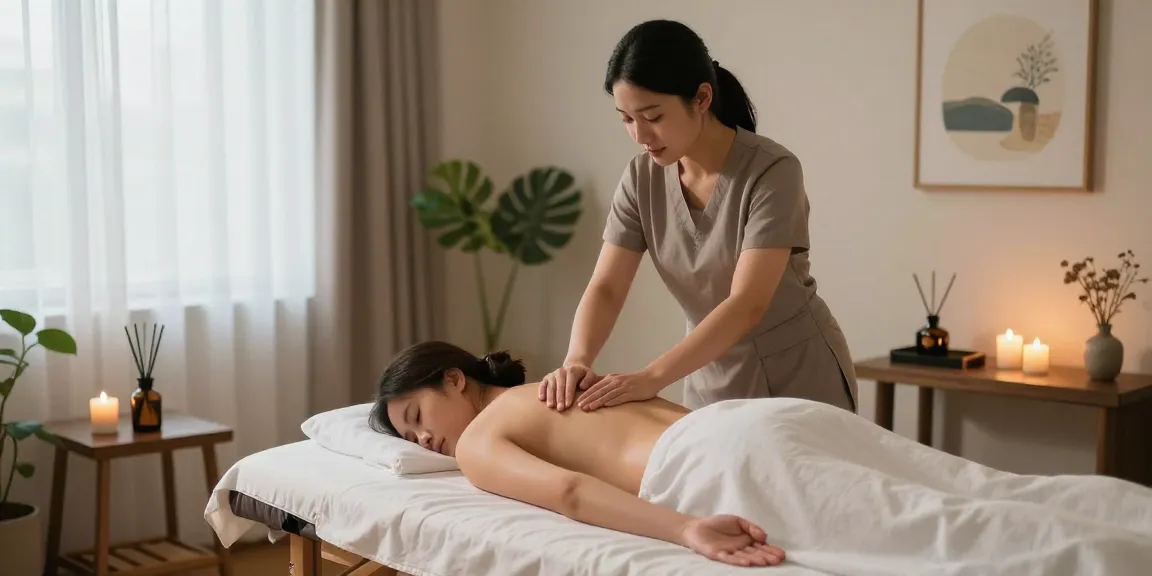 용인출장마사지 전문 마사지사에 의한 편안한 마사지 장면