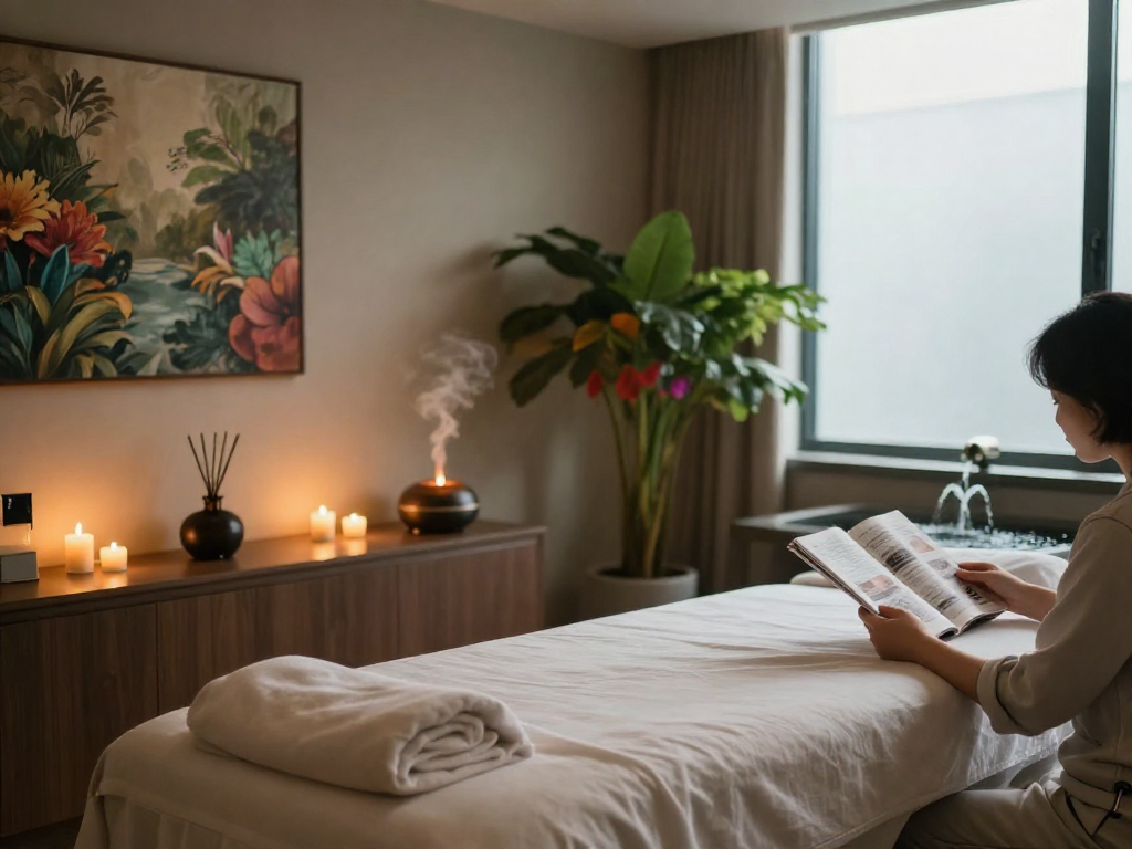 Relaxing spa environment showcasing a luxury treatment room for 분당오피 services