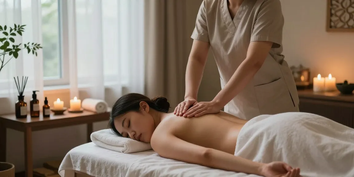 스웨디시 마사지가 이루어지는 평온한 스파 환경을 보여줍니다.