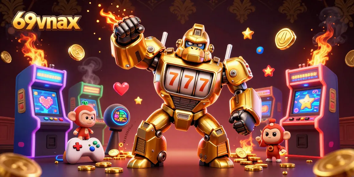 Experience thrilling gameplay at 69vnax with a vibrant 3D casino mech battle scene.