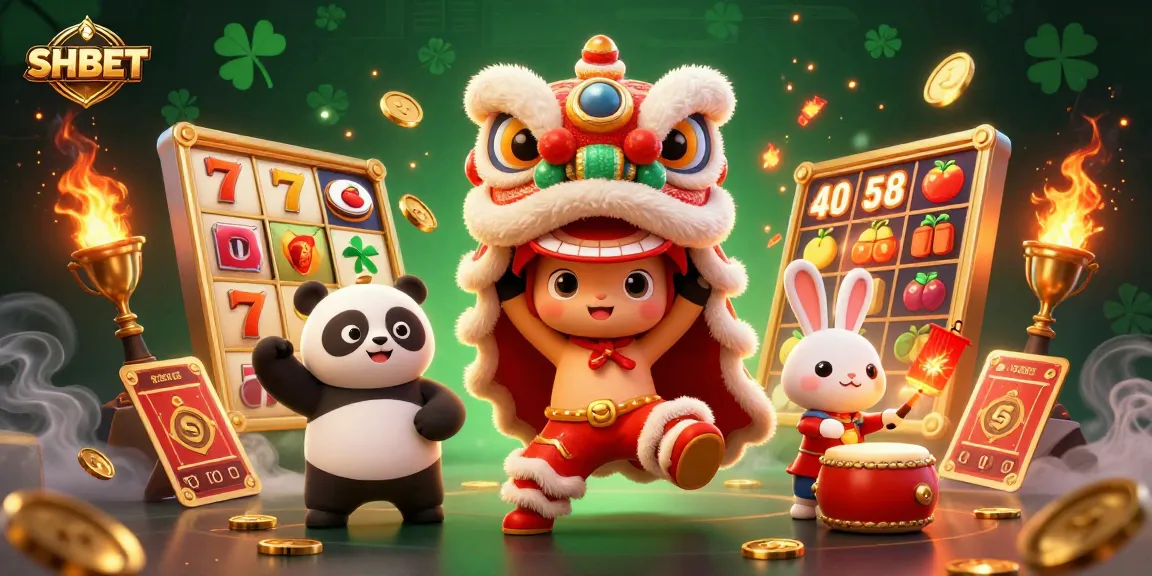 Experience slots with SHBET’s vibrant lion dance, drumming panda, and exciting gaming elements.